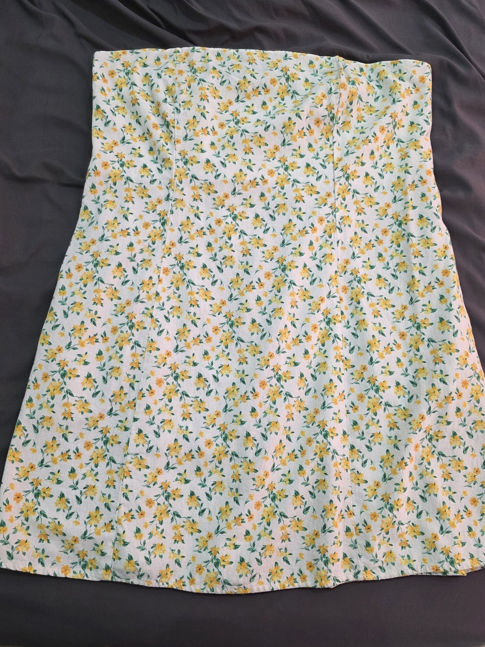 Old Navy White Strapless Mini Dress with Yellow Floral Print XL
